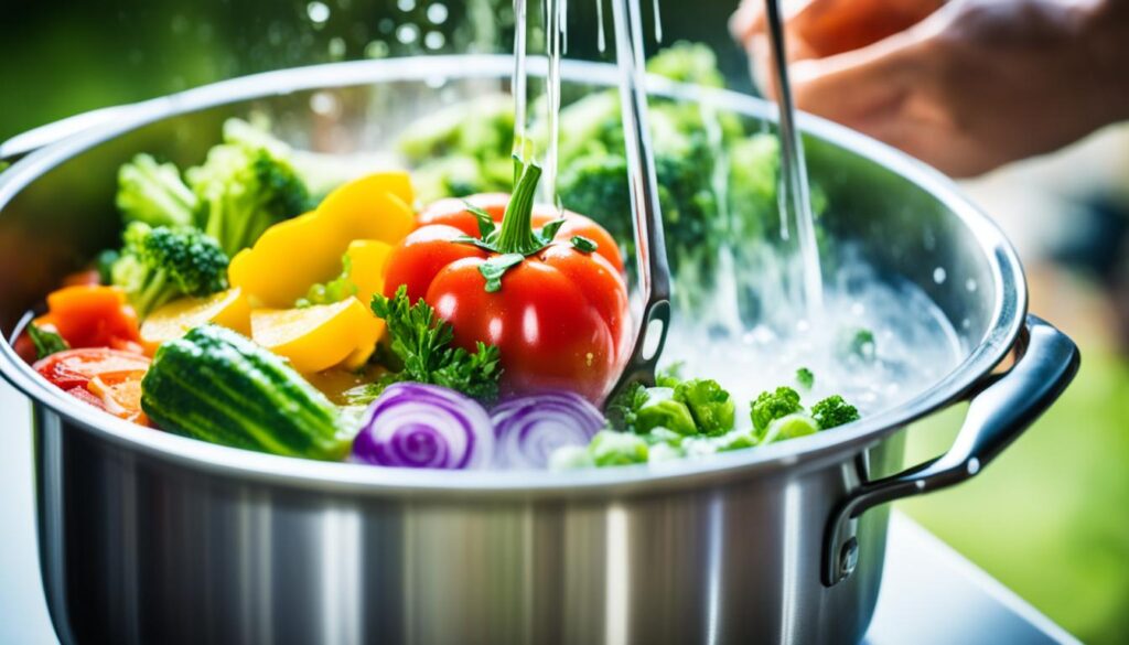 blanching vegetables